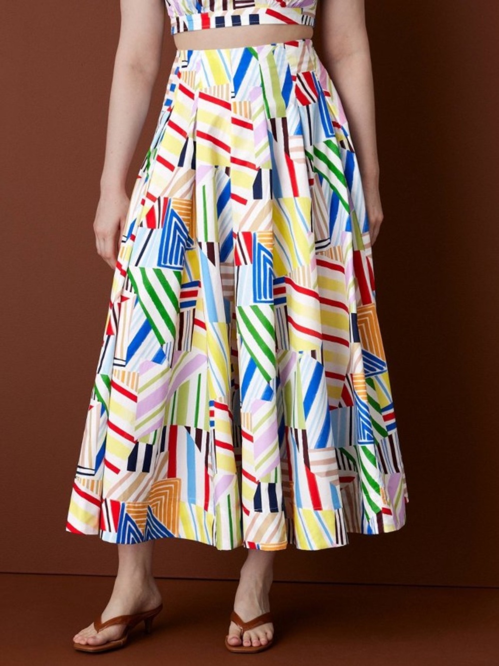 Rosie Assoulin x Target Pleated Poplin Madras Midi Skirt Women’s Size 10 NWT